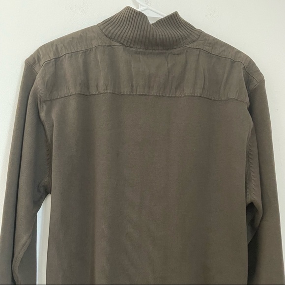OSCAR DE LA RENTA Men’s Olive Green Quarter Zip Sweater - Picture 9 of 14